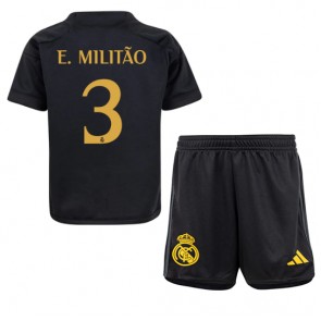 Real Madrid Eder Militao #3 Replika Babytøj Tredje sæt Børn 2023-24 Kortærmet (+ Korte bukser)